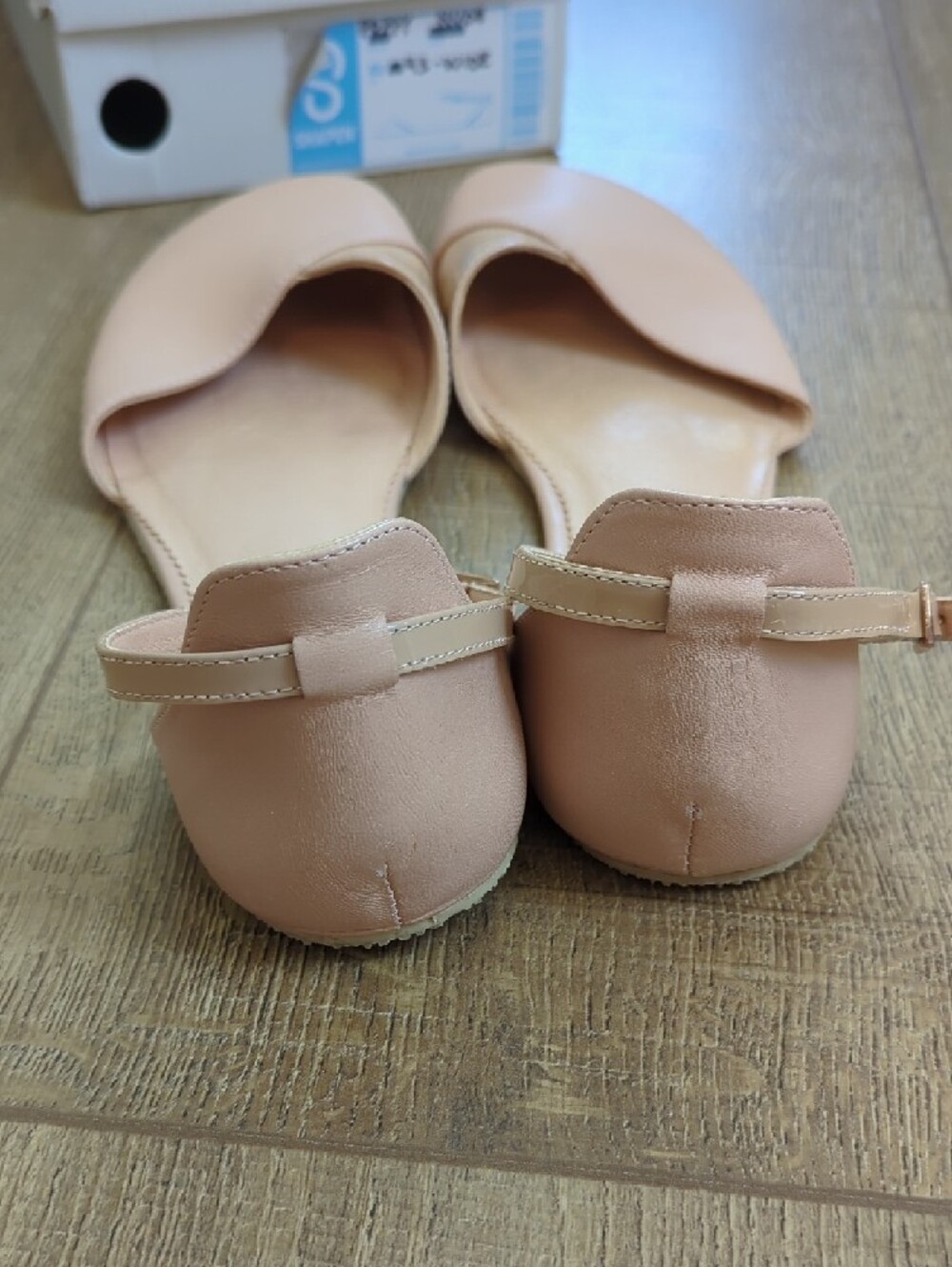 Shapen Women’s Pink Nude Poppy Flats with Ankle Straps - Picture 4 of 6
